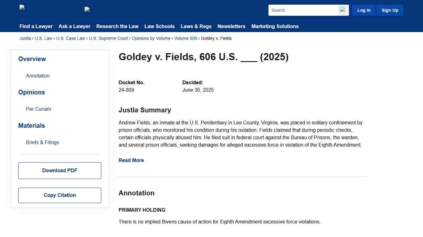 Goldey v. Fields 606 U.S. ___ (2025) Justia U.S. Supreme Court Center